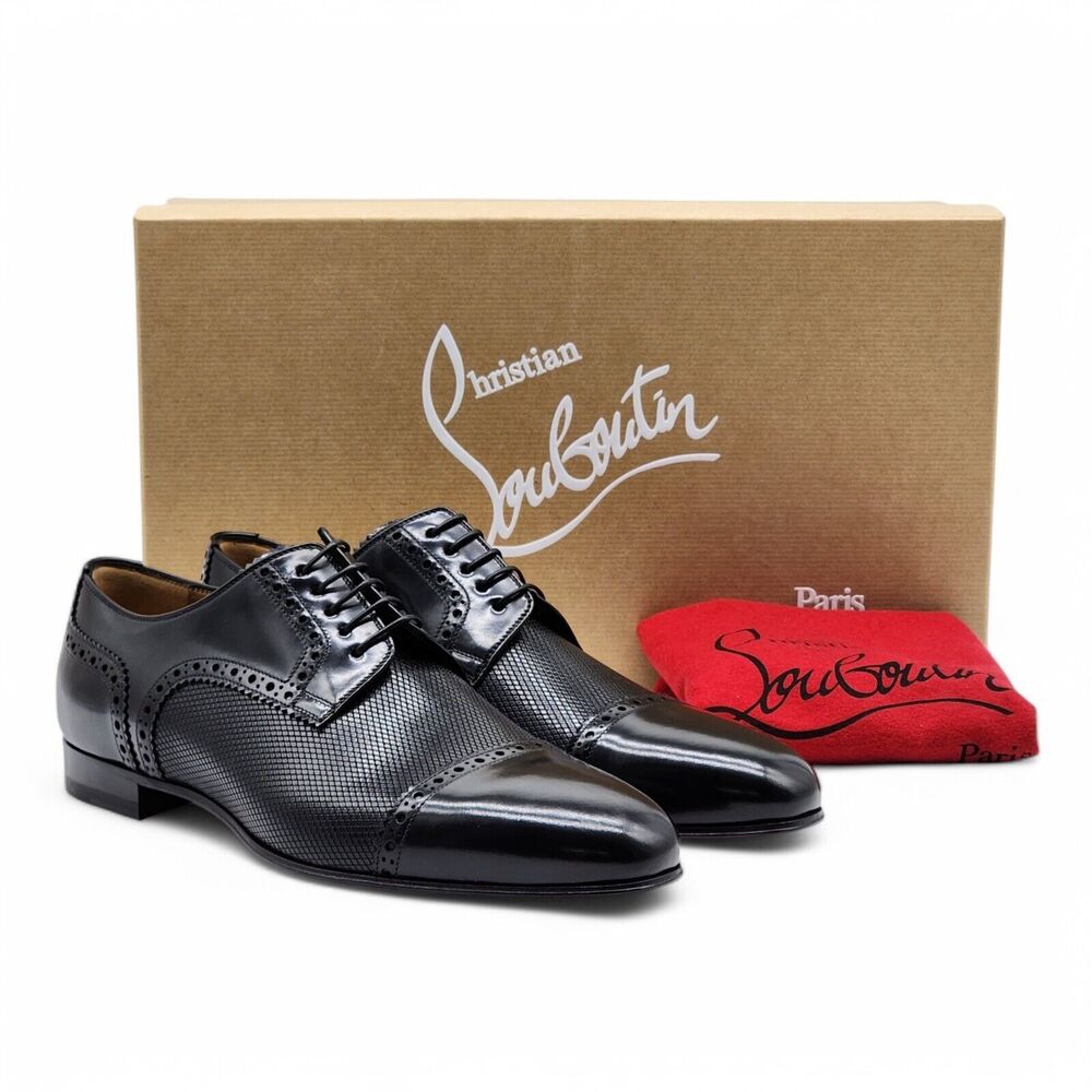 Christian Louboutin Top Daviol Leather Derby Shoes - Black - EU 40 / US 7 $995